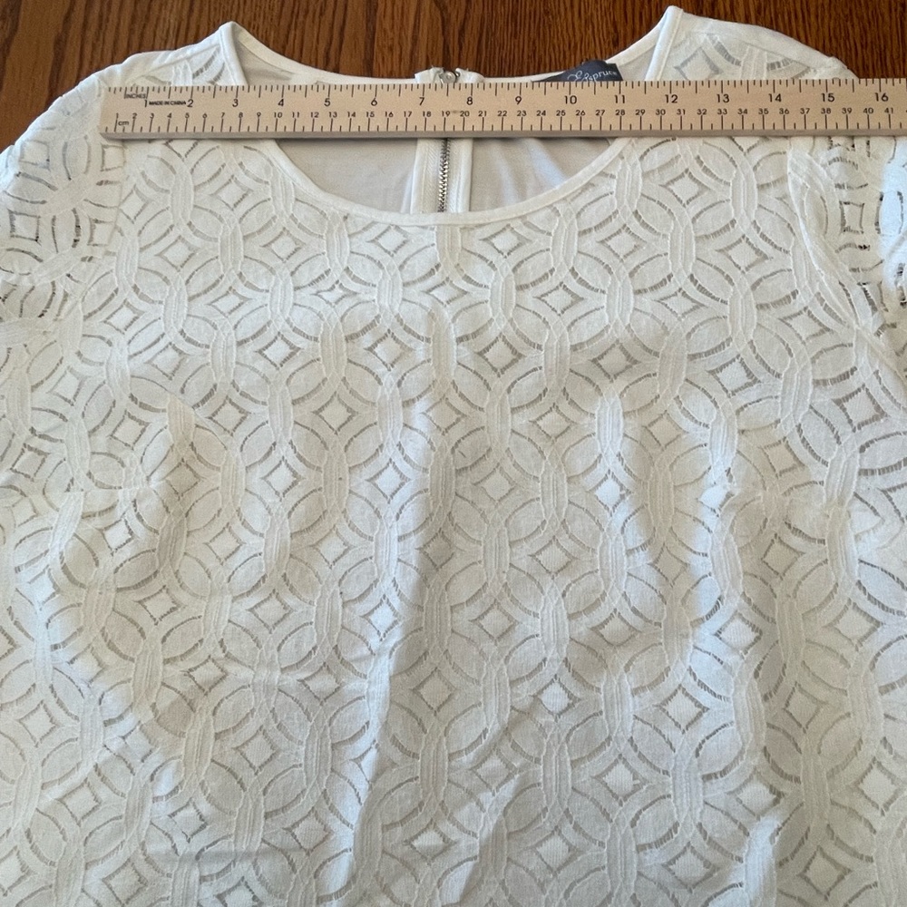 Market & Spruce Women’s 1X White Lined Short Sleeve Blouse - Picture 8 of 9
